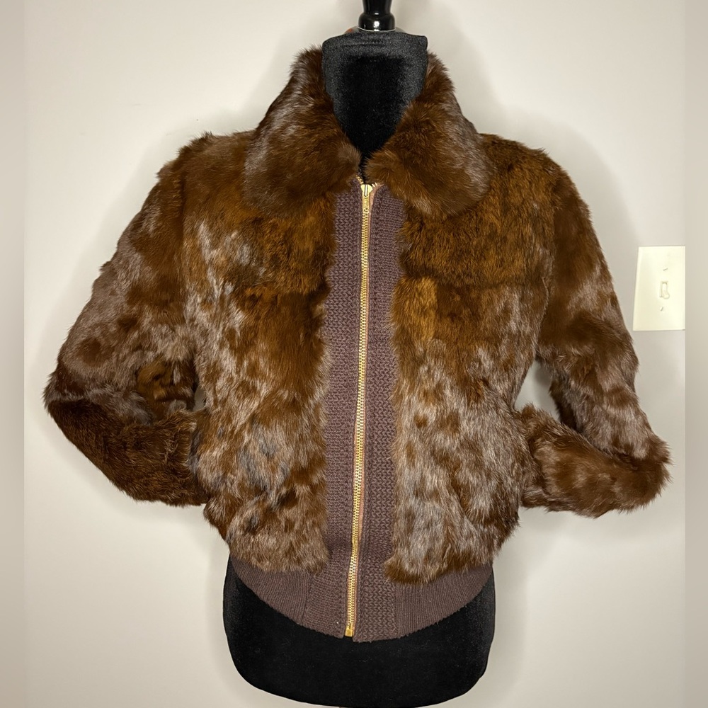 Vintage Dino Ricco Rabbit Fur Bomber Jacket size M